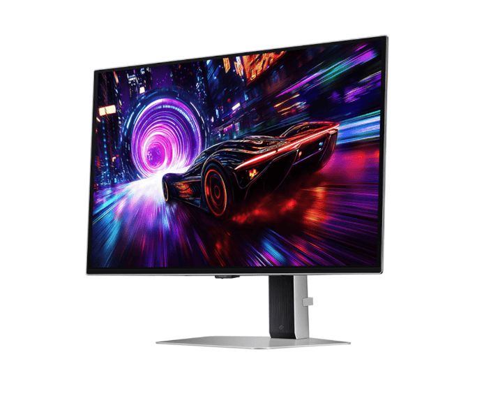 Samsung Odyssey G8 正面賽車遊戲畫面，展現極致流暢度