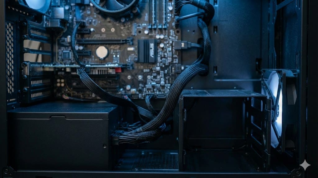 全模組電源安裝後內部空間寬敞整齊示意圖