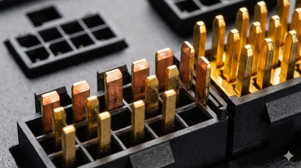 高階模組線鍍金接頭近拍特寫